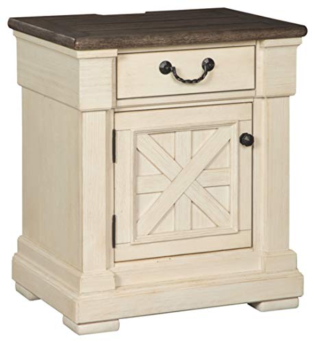 Ashley Furniture Signature Design - Bolanburg One Drawer Night Table with Cabinet - Vintage Casual - Antique White