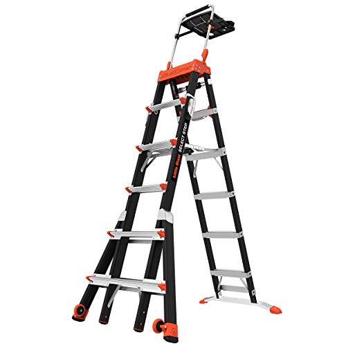 Little Giant Ladder Systems Little Giant Ladders, Select Step, 6 to 10 ft, Adjustable Step Ladder, Fiberglass, Type IAA, 375 lbs weight rating, (15131-001)