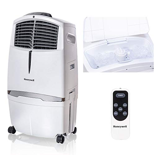 Honeywell 525-729CFM Portable Evaporative Cooler, Fan & Humidifier with Ice Compartment & Remote, CL30XCWW, White