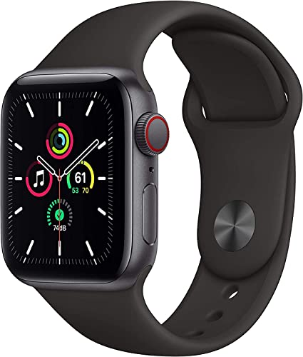 Apple Watch SE (GPS + Cellular, 40mm) - Space Gray Aluminum Case with Black Sport Band (Renewed)