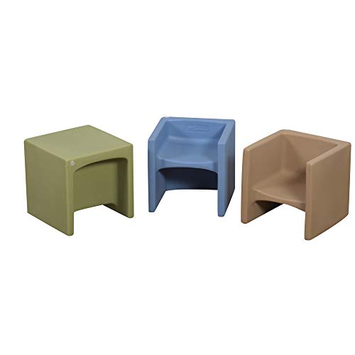 Children's Factory Children?s Factory Cube Chairs, 15? by 15? by 15? (Set of 3) - Woodland Colors - Versatile - Use as Low or High Child?s Chair, Table or Adult Seat - Durable and Lightweight - Indoor...