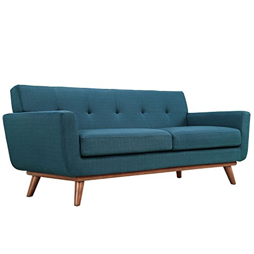 Modway Fine Fabric Upholstered Loveseat with Rubberwood Legs