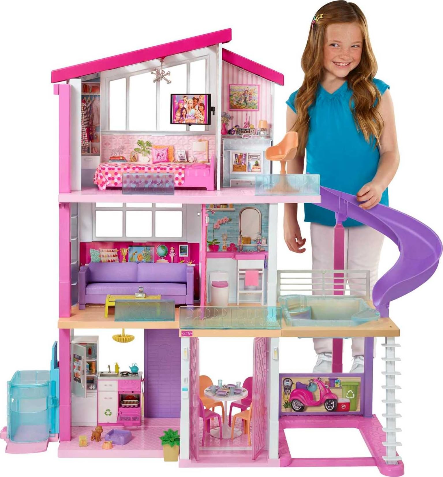 Barbie DreamHouse Dollhouse with 70+ Accessories, Worki...