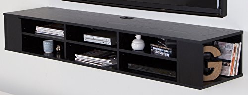 South Shore City Life Wall Mounted Media Console - 66? Wide - Extra Storage - Black Oak - By 