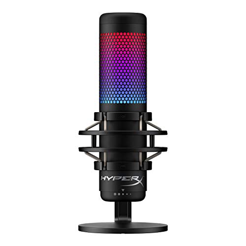 HyperX QuadCast - USB Condenser Gaming Microphone, for PC, PS4 and Mac, Anti-Vibration Shock Mount, Four Polar Patterns, Pop Filter, Gain Control, Podcasts, Twitch, YouTube, Discord