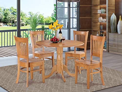 East West Furniture 5 Pc Kitchen nook Dining set-round Table and 4 dinette Chairs Chairs