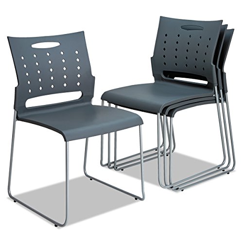 Alera Continental Series Perforated Back Stacking Chairs, Charcoal Gray (Case of 4)
