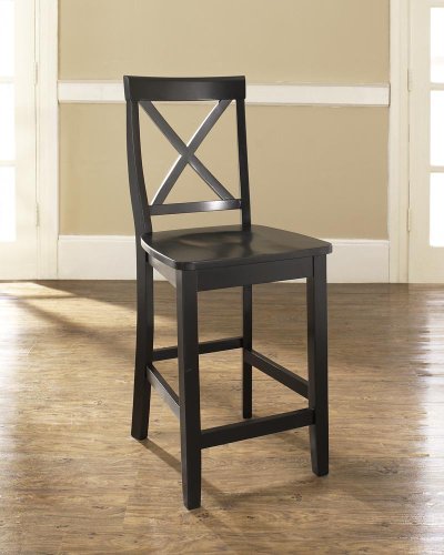 Modern Marketing Concepts X-Back Bar Stool in Black w 24 Inch Seat Height- Set of 2