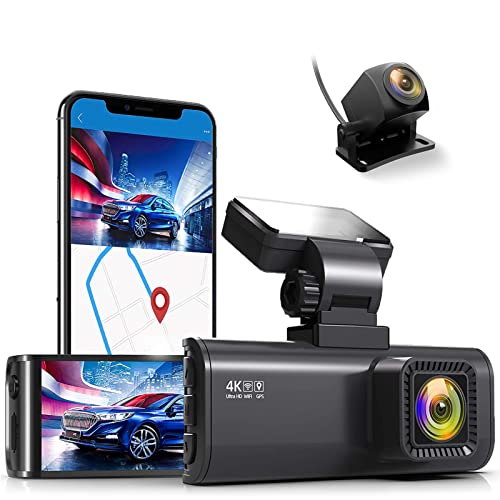 REDTIGER F7N 4K Dual Dash Cam Built-in WiFi GPS Front 4K/2.5K and Rear 1080P Dual Dash Camera for Cars,3.16