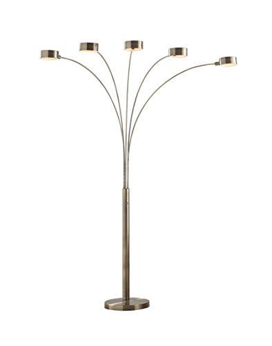 Artiva USA LED207901 Micah Plus Modern LED 5-Arched Satin Nickel Floor Lamp with Dimmer, 88