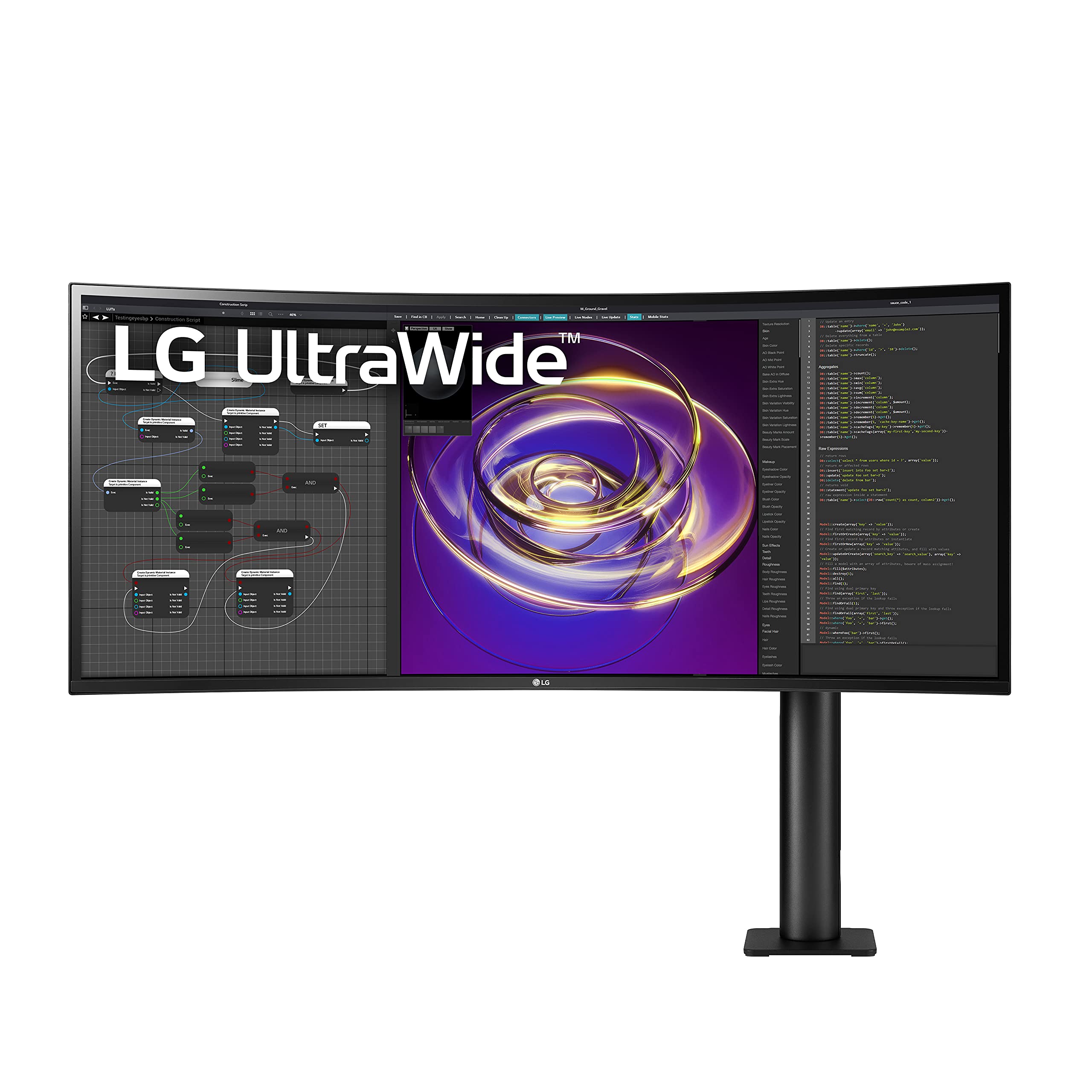 LG 34WP88C-B 34-inch Curved 21:9 UltraWide QHD (3440x1440) IPS Display with Ergo Stand (Extend/Retract/Swivel/Height/Tilt), USB Type C (90W Power delivery), DCI-P3 95% Color Gamut with HDR 10