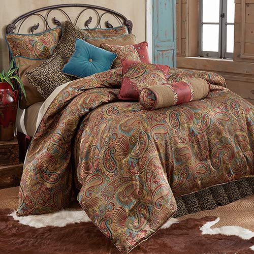 HiEnd Accents San Angelo Comforter Set with Red Bedskirt, Twin