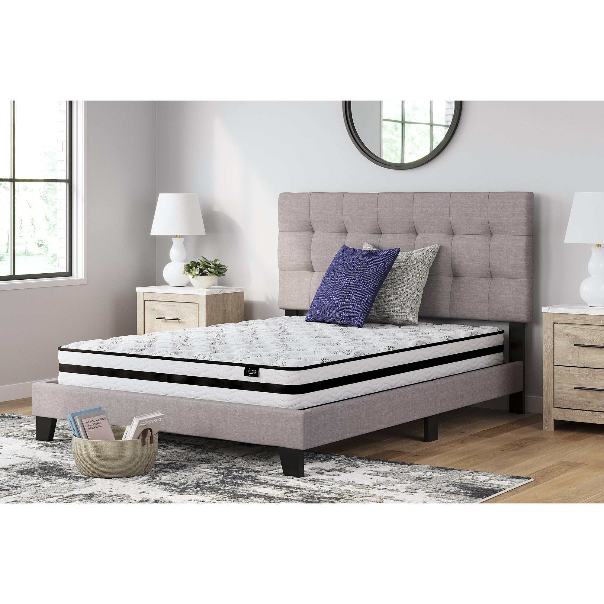 Signature Design by Ashley Chime 8 Inch Firm Hybrid Mattress, CertiPUR-US Certified Foam