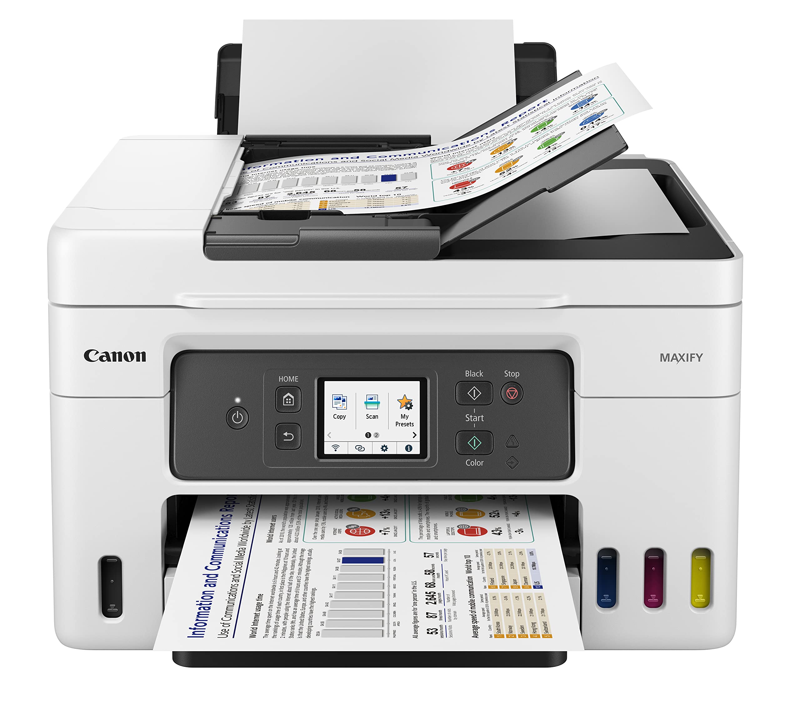 Canon MAXIFY GX4020 Wireless MegaTank All-in-One Color Printer, [Print, Copy, Scan, Fax ], with Mobile Printing, Auto Document Feeder and 2.7