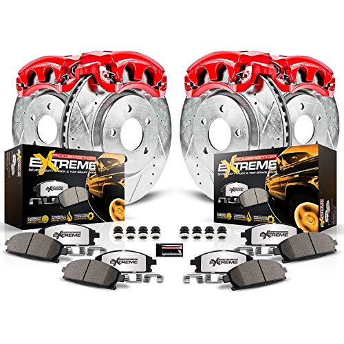 Power Stop KC2798-36 Z36 Truck & Tow Front and Rear Caliper Kit-Drilled/Slotted Brake Rotors, Carbon-Fiber Ceramic Brake Pads, Calipers