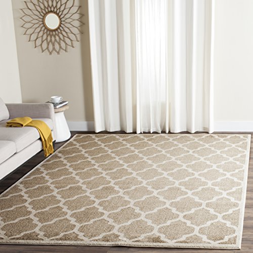 Safavieh Amherst Collection AMT420S Moroccan Geometric Area Rug, 7' Square, Wheat/Beige