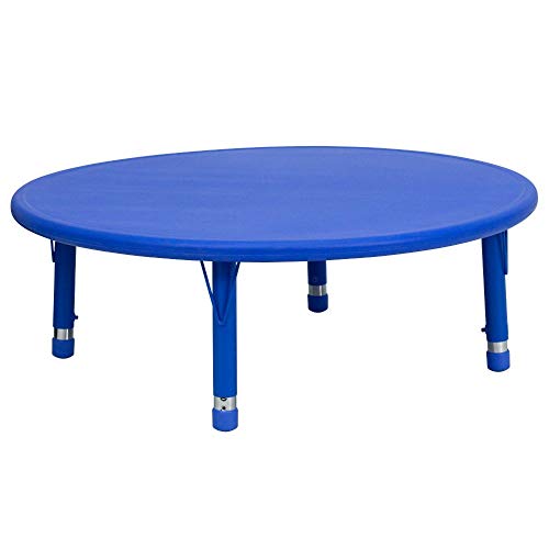 Flash Furniture 45'' Round Blue Plastic Height Adjustab...