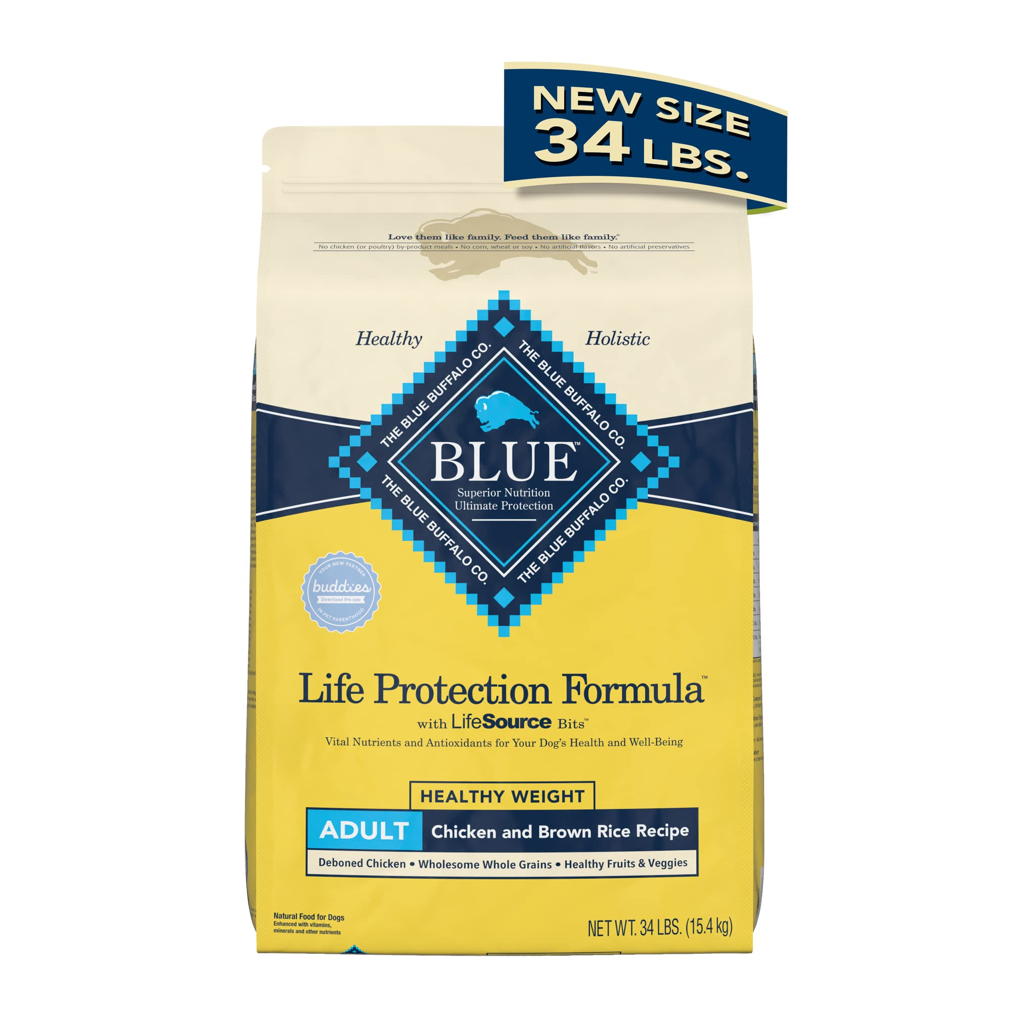 Blue Buffalo Life Protection Formula Natural Adult Healthy Weight Dry Dog Food, Chicken and Brown Rice 34-lb