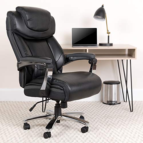 Flash Furniture HERCULES Series Big & Tall 500 lb. Rated Leather Executive Swivel Chair with Height Adjustable Headrest