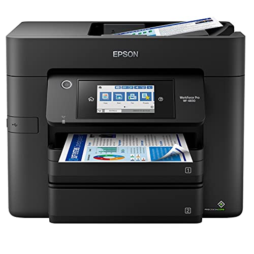 Epson Workforce Pro WF-4830 C Wireless All-in-One Color Inkjet Printer - Print Scan Copy Fax- 25 ppm, 4800x2400 dpi, 4.3
