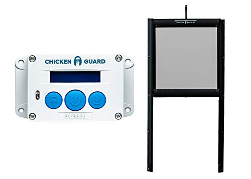 ChickenGuard Waterproof Automatic Chicken Coop Door Opener/Closer with Timer/Light Sensor Plus Predator Resistant Self Locking Pop Hole Door Kit. Coop Accessory with 3 Year Warranty (Premium)