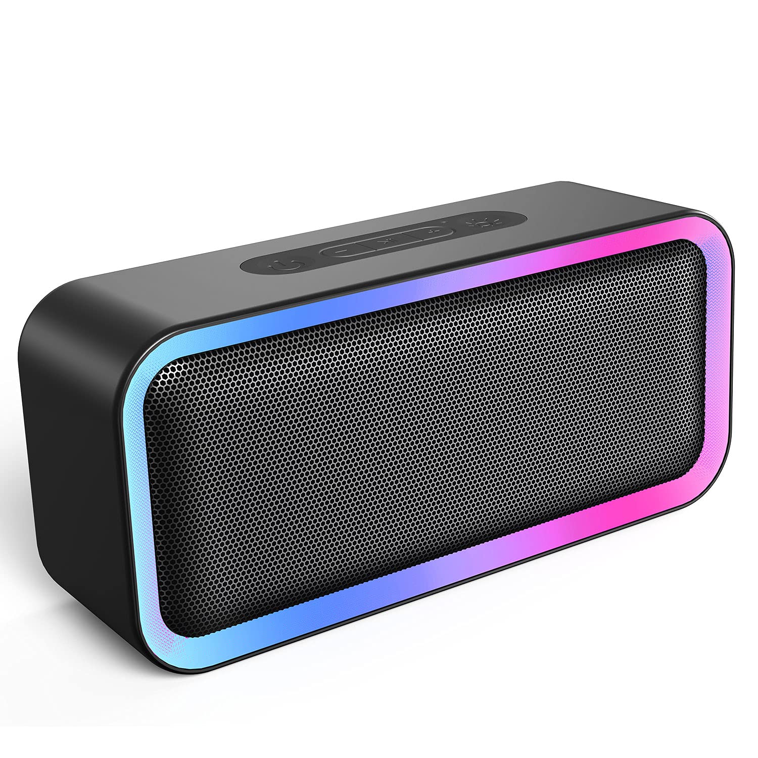 Kunodi Bluetooth Speaker, Bluetooth 5.0 Wireless Portable Speaker with 10W Stereo Sound, Party Speakers with Ambient RGB Light,18-Hour Playtime,IPX5 Waterproof Speakers for Outdoors, Travel（Black