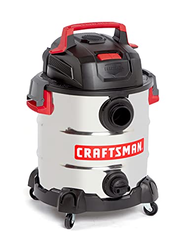 Craftsman CMXEVBE17155 10 Gallon 6.0 Peak HP Stainless Steel Wet/Dry Vac, Portable Shop Vacuum with Attachments