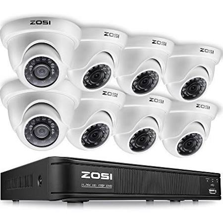 ZOSI 8CH 720P HD Video Security System with 8x 1200TVL Weatherproof Bullet Surveillance Camera 1TB Hard Drive ,42pcs IR Leds, 120ft(40m) Night Vision, Quick Remote Access Setup with Free App (Black)