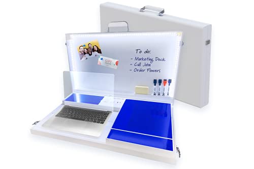 Worky The Home Office by  - Portable Multifunction Workstation Desk with Built-in Power and Charging, Video Conference Lighting, Storage and Organization, and Magnetic Dry Erase Board