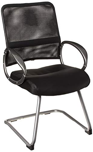 Boss Office Products Mesh Back Task Chair with Pewter Finish in Black