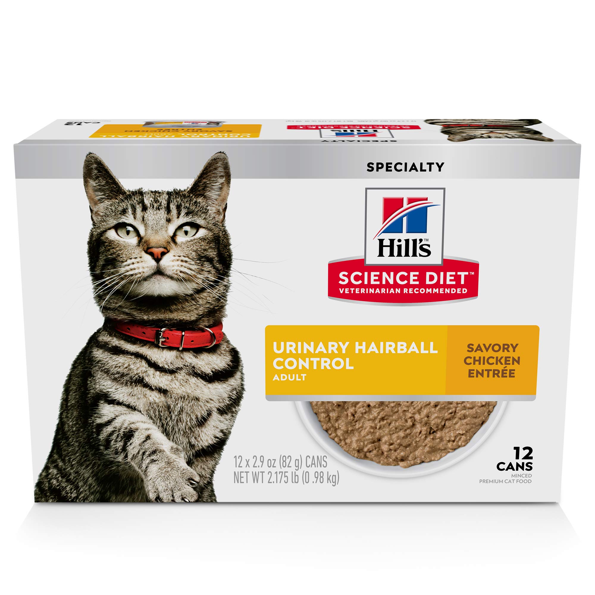 Hill's Science Diet Wet Cat Food, Adult, Urinary & Hairball Control, Savory Chicken Recipe