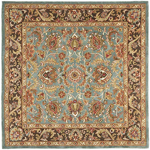 Safavieh Heritage Collection HG812B Handcrafted Traditional Oriental Blue and Brown Wool Square Area Rug (6' Square)