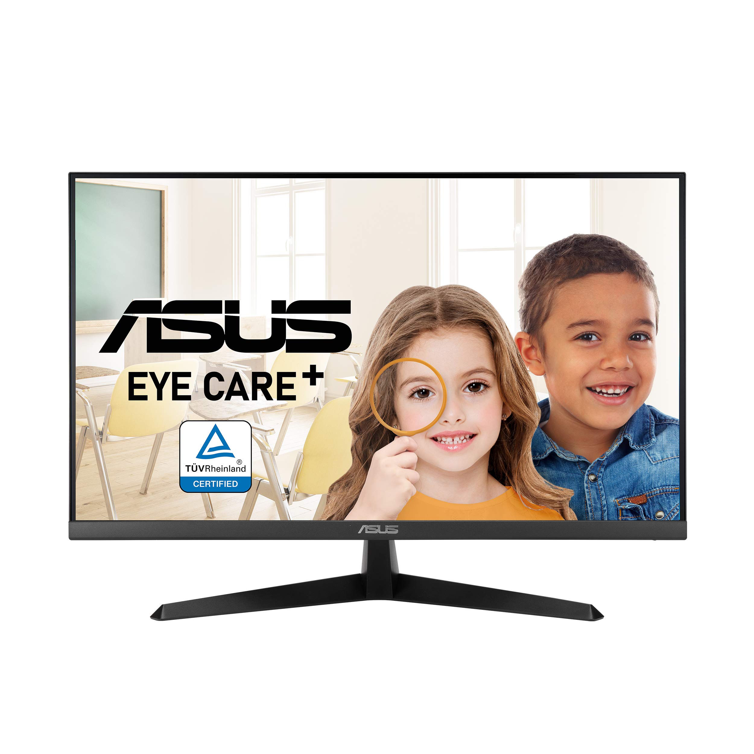 Asus VY279HE 27” Eye Care Monitor, 1080P Full HD, 75Hz, IPS, 1ms, Adaptive-Sync, Eye Care Plus, Color Augmentation, HDMI VGA, Frameless, VESA Wall Mountable
