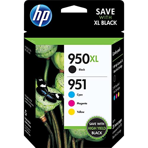 HP 951 / 950Xl (C2p01fn) Ink Cartridges (Cyan Magenta Yellow Black) 4-Pack In Retail Packaging