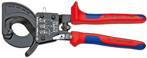 KNIPEX Tools - Cable Cutters, Ratcheting Type, Multi-Component (9531250SBA)
