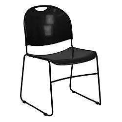 Flash Furniture 5 Pk. HERCULES Series 880 lb. Capacity Black Ultra-Compact Stack Chair with Chrome Frame