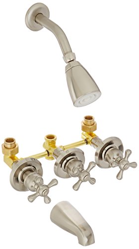 KINGSTON BRASS KB231AX Tub and Shower Faucet with 3-Cross Handle