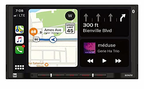 Dual Electronics DCPA701 7-Inch Double-DIN in-Dash Digital Media Receiver with Bluetooth, Android Auto, and Wired Apple CarPlay