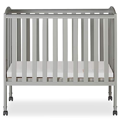 Dream on Me 2 in 1 Folding Portable Crib in Cool Grey, ...