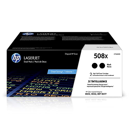 HP Original  508X Black High-yield Toner Cartridges (2-pack) | Works with  Color LaserJet Enterprise M552, M553,  Color LaserJet Enterprise MFP M577 Series | CF360XD