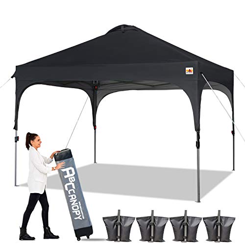 ABCCANOPY Canopy Tent 10x10 Pop Up Canopy Outdoor Canopies Portable Tent Popup Beach Canopy Shade Canopy Tent with Wheeled Carry Bag Bonus 4 Weight Bags, 4 x Ropes& 4 x Stakes