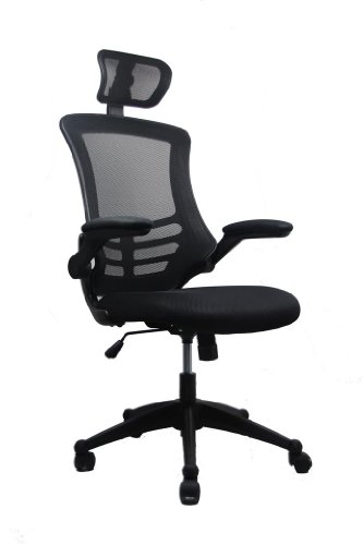 Techni Mobili Modern High-Back Mesh Executive Chair With Headrest And Flip Up Arms