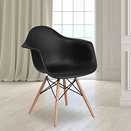 Flash Furniture Alonza Series Plastic Chair with Wood B...