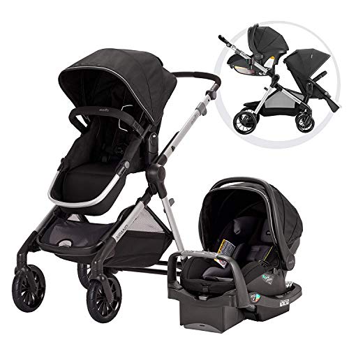 Evenflo Pivot Xpand, Single-to-Double Convertible Baby Stroller with Compact Folding design, Stallion Black
