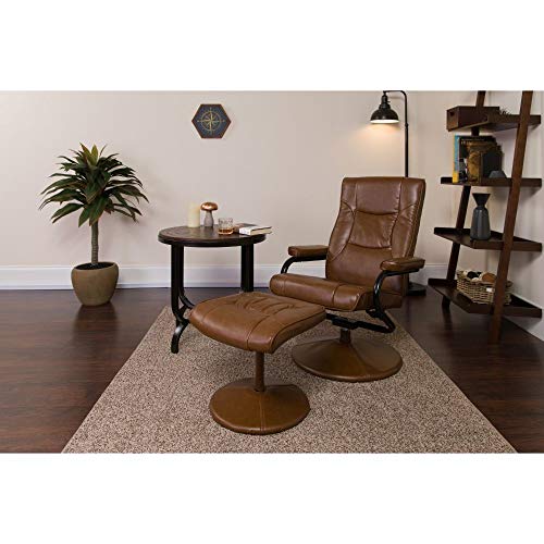 Flash Furniture Contemporary Multi-Position Recliner and Ottoman with Wrapped Base in Palimino LeatherSoft