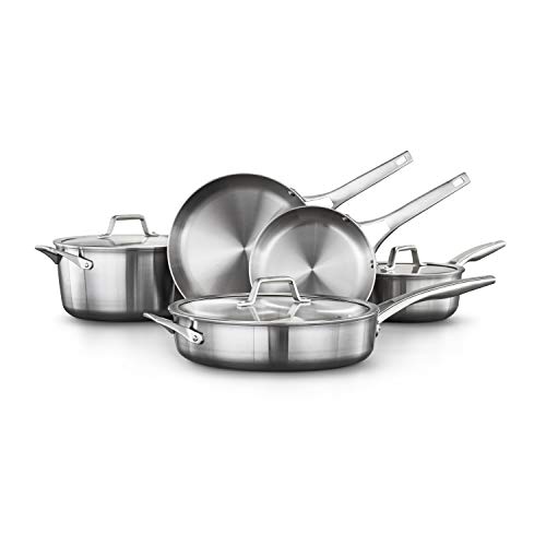 Calphalon Premier Stainless Steel Pots and Pans 8-Piece Cookware Set, Silver