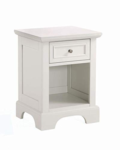 Home Styles Naples White Nightstand with Drawer, Mahogany Hardwood Solids and Engineered Woods, and Open Storage Space
