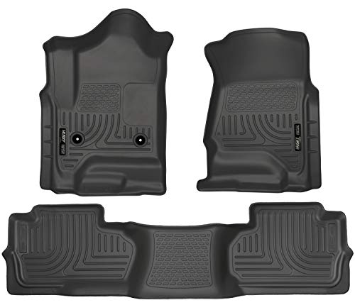 Husky Liners s Weatherbeater Series | Front & 2nd Seat Floor Liners (Footwell Coverage) - Black | 98241 | Fits 2014-2018 Chevrolet Silverado/GMC Sierra 1500, 2015-2019 2500/3500 HD/LD Double Cab 3 Pcs