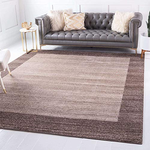 Unique Loom Del Mar Collection Contemporary Transitional Light Brown Square Rug (8' 0 x 8' 0)