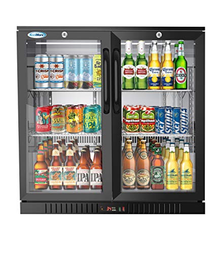 KoolMore Door Counter Height Back Bar Cooler - Glass Front Refrigerator with LED Lighting